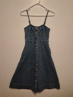 Universal Thread Blue Denim Button-Front Midi Dress